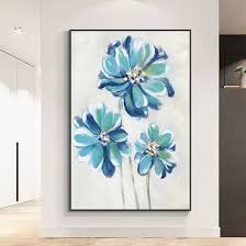 blue flowers oil painting simple