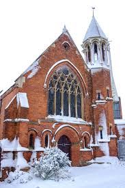 snow covered christmas church