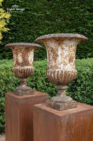 Antique Cast Iron Campana Garden Urns