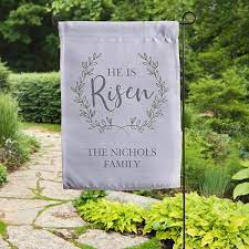 Risen Personalized Easter Garden Flags