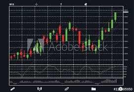 Vector Uptrend Market Of Stock Chart On Black Background