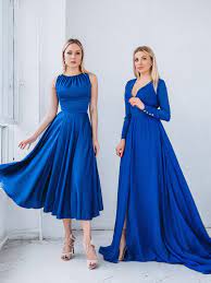 Синее платье на свадьбу Farfalle Aurora 1876 васильковый | Купить вечернее  платье в салоне Валенсия (Москва)