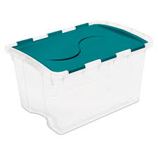 Best 10 plastic storage boxes with lids and wheel under bed. Sterilite 48 Quart Single Unit Teal Sachet Hinged Lid Storage Box Walmart Com Walmart Com