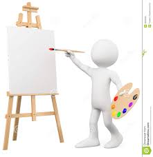 3d Artist Painting On A Canvas On An Easel Stock Photo