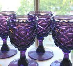 Pressed Glass Goblets Colored