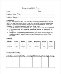 Free 14 Employee Availability Forms Pdf