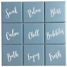 9 x words for bathroom tile stickers