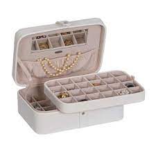 lila ivory faux leather jewelry box