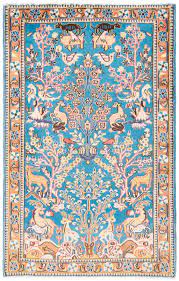 qom persian rug blue 126 x 78 cm