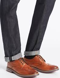 m s collection leather trisole brogue