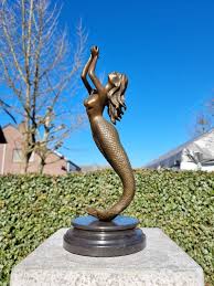 Detailed Bronze Sculpture Of A Mermaid