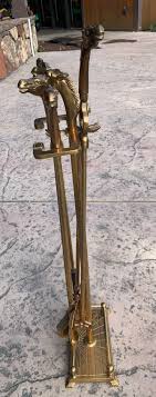 Solid Brass Fireplace Tool Set