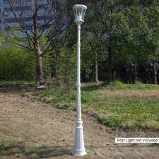Tall Outdoor White Post Light Pole