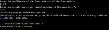 C Program For Simultaneous Equations