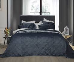 luxe velvet bedspread set dark blue