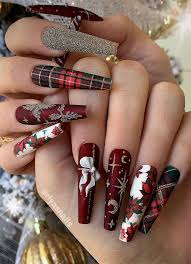The best ideas for long nails manicure can be created in different colors — from light to dark, from translucent tones to intense and deep. Pretty Festive Nail Colours Designs 2020 Red Glitter Christmas Long Nails