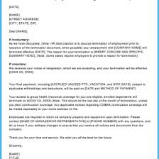 Sample Employee Termination Letter Template 39382912750561