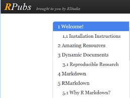 toc or side menu in rpubs r markdown