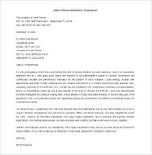 Sample Letter Of Recommendation Employment Sample Letters Of