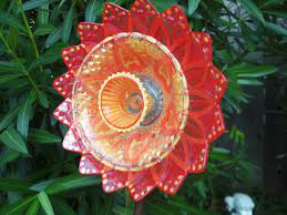 Garden Art Glass Plate Flower