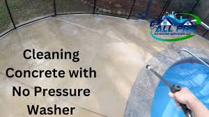 cleaning concrete pool deck with no