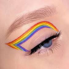 rainbow graphic eye makeup look
