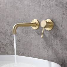 brushed brass single lever wall mounted