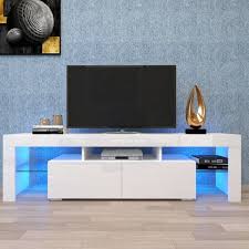 Tv stand with led lights, led tv cabinet,high gloss tv stand,entertainment center media console table, console cabinets drawer table,storage desk for 43/55/50/65 inch tv(from us). Home Garden Modern Entertainment Centers Tv Stands 67 White Tv Cabinet Stand Entertainment Center Console High Gloss W Led Light