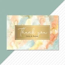 Thank You Card With Abstract Watercolor And Golden