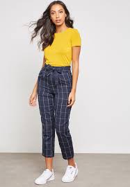 Belted Checked Pants