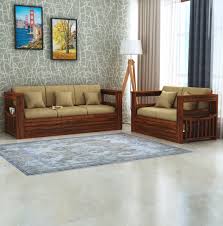 solid sheesham wood five seater sofa