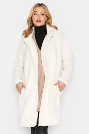 Plus Size Curve White Faux Fur Coat