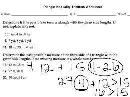 For this triangle inequality worksheet, students test the triangle inequality theorem. Triangle Inequality Theorem Worksheet Math Showme