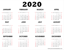 2020 Calendars In Pdf Download Templates Of Calendar 2020