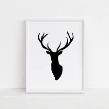 Deer Head Silhouette Print Black And