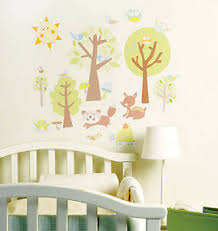 Details About Woodland Animals Baby Deer Trees Murals Wall Stickers Decals Wallies Peel Stick