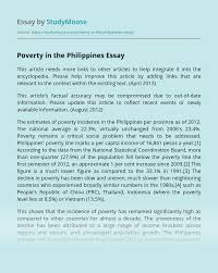 Poverty is primarily due to low earning capacity of the poor and to their limited access to regular and productive jobs. Poverty In The Philippines Free Essay Example