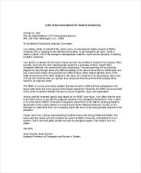 Scholarship Recommendation Letter Free Sample Example
