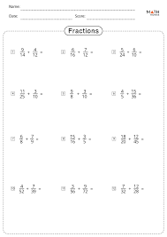 Fractions Worksheets Grade 7 Math Monks