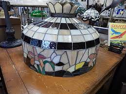 Vintage Slag Leaded Stained Glass Lamp