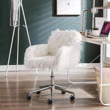 yofe white faux fur fluffy task chair
