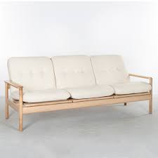 danish retro 3 seater sofa oak frame