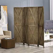 homcom 4 panel folding room divider 5 6 ft tall freestanding privacy screen panels for indoor bedroom office brown