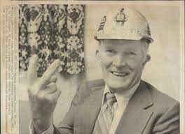 1972 Press Photo Arnold Miller of United Mine Workers Wearing Helmet
