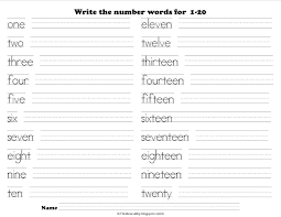 Write The Numbers Words From 1 To 20 Number Words