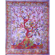 cotton throw purple tree of life