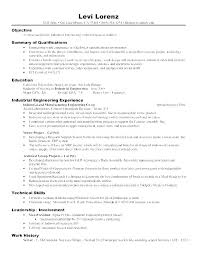 Resume Industrial Engineer Entry Level Engineering Objective Lines