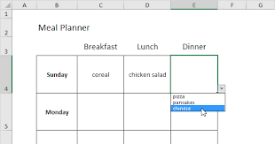 create a meal planner in excel in easy