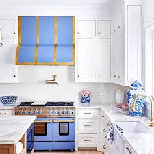 two tone blue and white kitchen cabinets