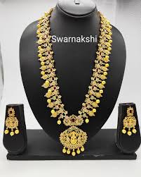 1 gram gold haram designs with lakshmi